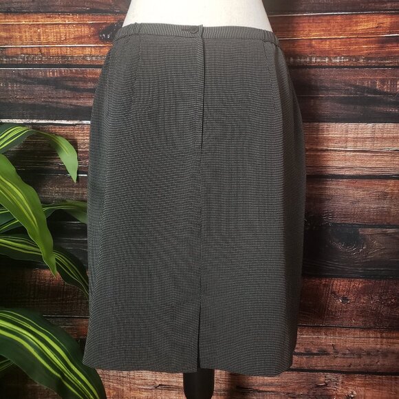 Karen Scott Skirt Size 14 Petite Black Cream Check Lined Zip Back - Picture 3 of 8